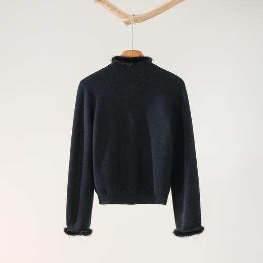 西子/黛君中鼎羊毛拼水貂毛新中式百搭打底针织衫/MSBH2109 商品图3