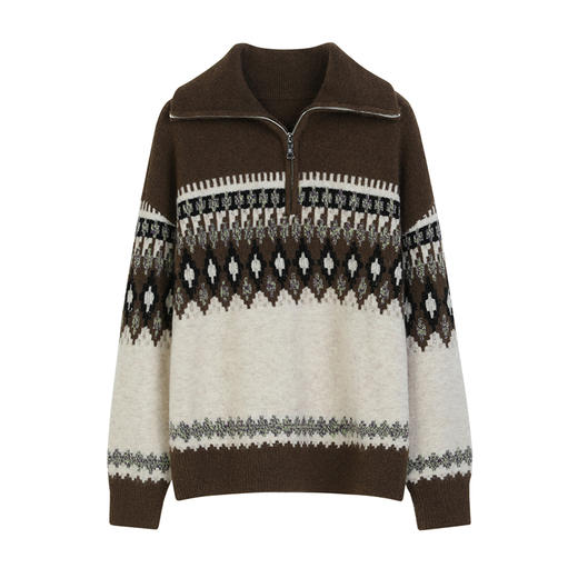 NEELLY纳俪商场同款冬季新款polo领条纹针织衫女软糯百搭短款毛衣N25114A04569 商品图3