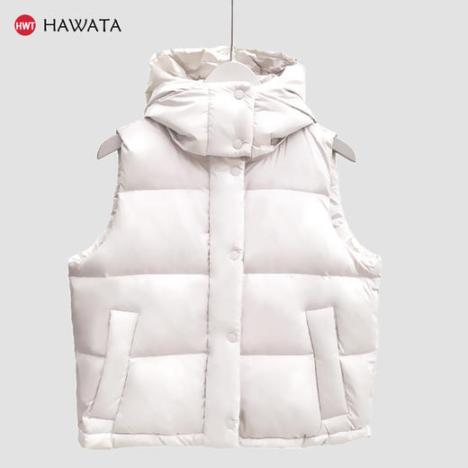 哈瓦塔冬季马甲休闲连帽运动短款羽绒外套H340182 商品图0