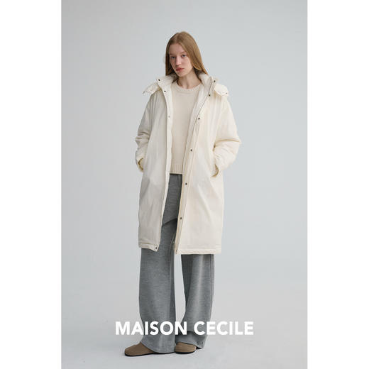 MAISON CECILE 90白鹅绒轻盈保暖厚实舒适过膝长款连帽羽绒服外套 商品图2