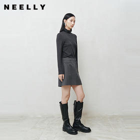 NEELLY纳俪商场同款冬季新款气质通勤半身裙女A字百搭简约短裙N25103E01075