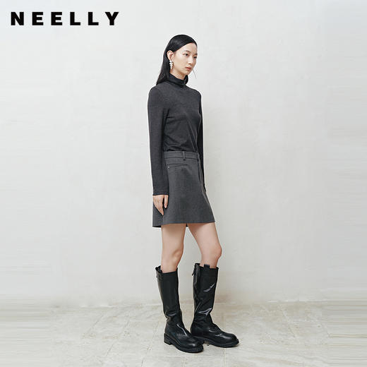 NEELLY纳俪商场同款冬季新款气质通勤半身裙女A字百搭简约短裙N25103E01075 商品图0
