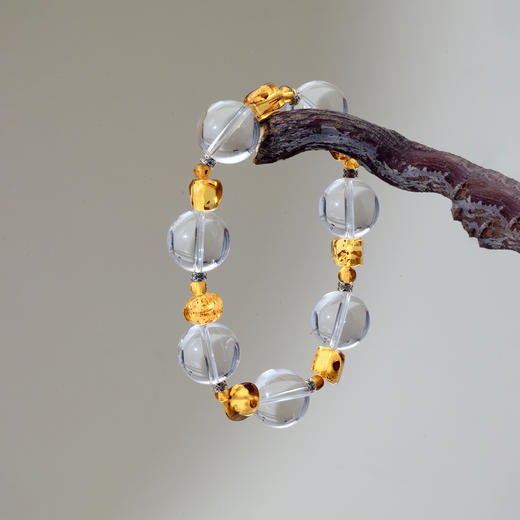 ARSIS｜晶石系列 纯净能量·白水晶花珀串珠手链 商品图1