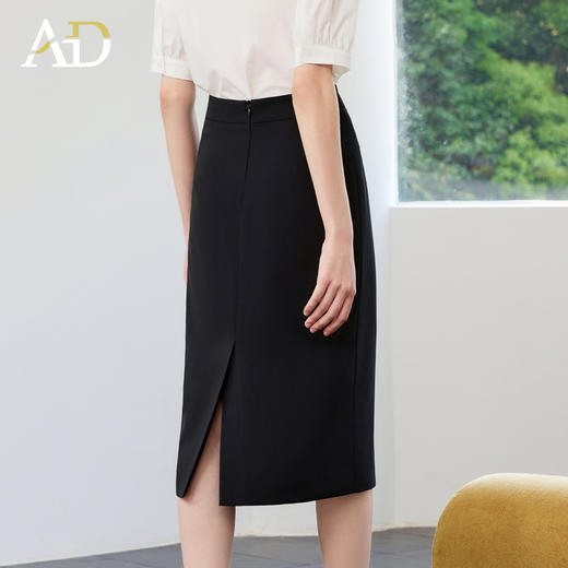 AD黑色半身裙女2025夏季新款高腰显瘦职业中长裙女气质法式a字裙 商品图4