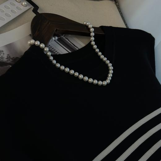 甄珠贝 chao值淡水串链 澳白冷光感 青皮微皱 8mm 日系工匠手作风 市面少见的灰色绳结款 总长约45cm 925纯银扣 商品图6