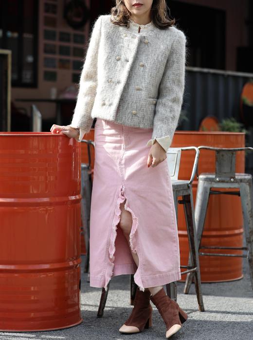 TYNVIE 米色毛绒短款双排扣夹克 商品图3