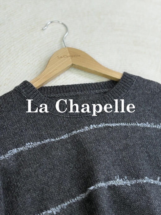会员福利【山羊绒+羊驼毛】拉夏贝尔/La Chapelle韩系甜美~绵羊毛慵懒条纹宽松圆领针织毛衣 商品图5
