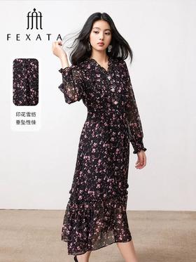 3楼FEXATA服饰(新百购)  浪漫碎花雪纺连衣裙