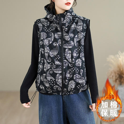 A8636-1两面穿秋冬马甲女2025年新款百搭连帽棉显瘦百搭保暖棉衣棉服外套 商品图1