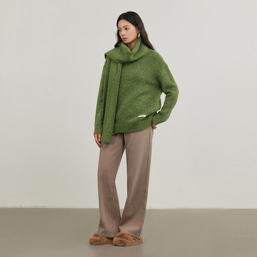 NEELLY纳俪商场同款冬新款围巾圆领软糯针织衫女宽松显瘦气质上衣N25114A04570 商品图2