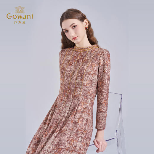 乔万尼秋季新品雕刻琥珀花立体剪裁设计感连衣裙ED3E237 商品图2