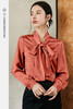 FUYAO扶摇 提花衬衫女秋季新中式宽松长袖衬衣橘红色竹子花纹上衣 商品缩略图5