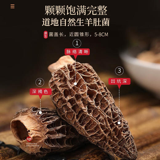 福东海 羊肚菌125g 约5-8cm菌菇干货煲鸡汤火锅食材 送礼长辈礼盒 商品图8