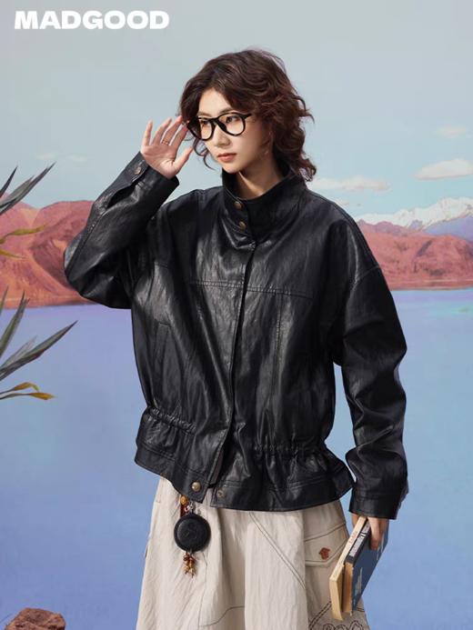 马得工地/MDGDWT13050/弧形分割皮衣夹克 商品图0