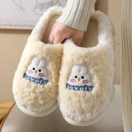 2024新款棉拖鞋女冬室内家居家用卡通可爱厚底保暖情侣毛毛拖鞋男 商品图3