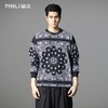 PINLI品立2025秋季新款腰果花宽松长袖T恤男士复古休闲印花上衣潮B253111040 商品缩略图0