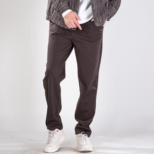 DRONKOO 2025 正常腰左侧字母织唛竖纹仿呢料中厚休闲长裤 商品图1