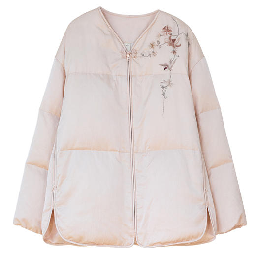 牧衣游原创 精工手绣丝棉95级红嘴雁绒羽绒短外套女保暖加厚 厘亭 商品图4