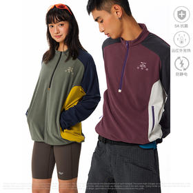 CryingCenter中性绒感华夫格半高领拉链户外运动罩衫运动卫衣长袖