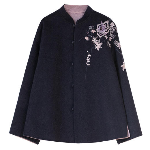 牧衣游原创 中式对襟重工手绣双面呢短外套轻盈保暖复古文艺 云然 商品图4