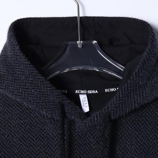 SDSA男士秋冬新款痞帅男装韩版时尚绒毛波浪线抽绳连帽卫衣百搭潮 商品图2