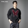 PINLI品立春季新款蝴蝶烫钻圆领卫衣美式潮牌宽松长袖男上衣BG251109002 商品缩略图0