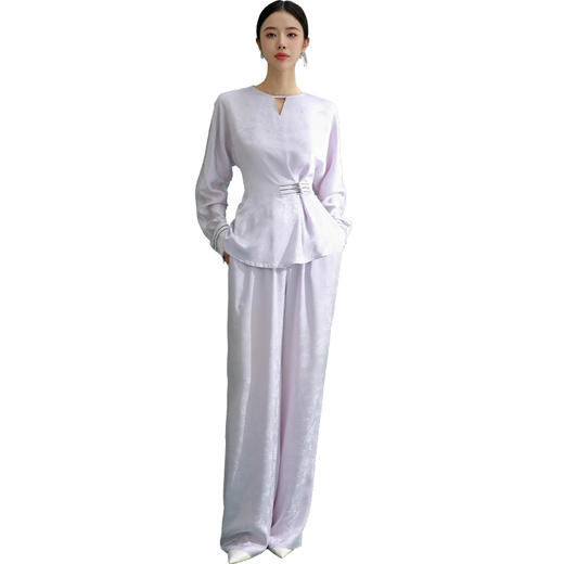 FUYAO扶摇 鎏金盘扣衬衫女新中式提花打缆套装文艺禅意风气质衬衣 商品图4