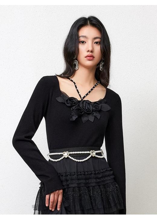 3楼FEXATA服饰(新百)     法式立体花钉珠针织上衣 商品图3