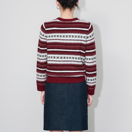 「高货wl」全新升级【铂金会员220/天猫289/差价69】(01706)洛诗琳立体提花羊毛上衣2025秋冬复古拼色宽松针织上衣 商品图1