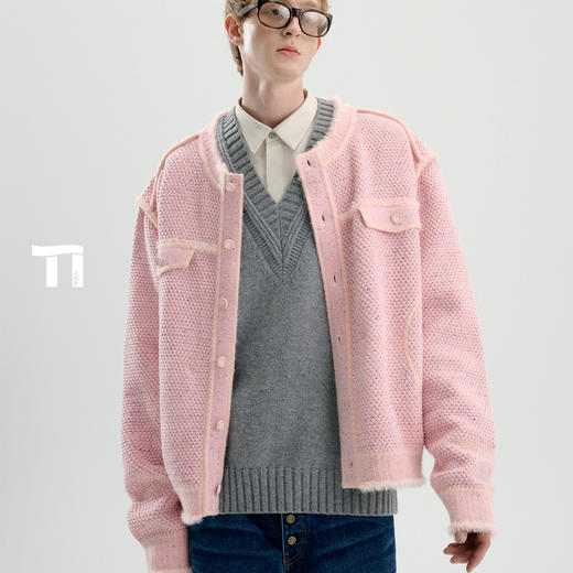 启世录TIWILLTANG“ 昼梦描边”桂花针撞色小香风夹克 商品图0