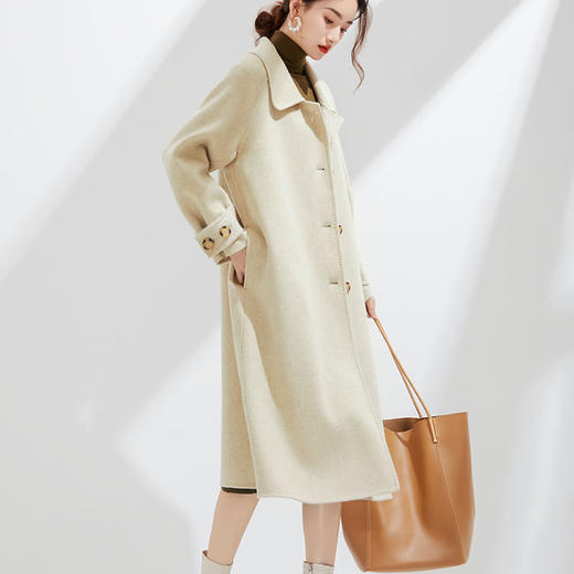 「自」全新升级【铂金会员441/天猫599/差价158】(03018)洛诗琳英伦风双面羊毛大衣2025秋冬显瘦单排扣加长款外套 商品图3