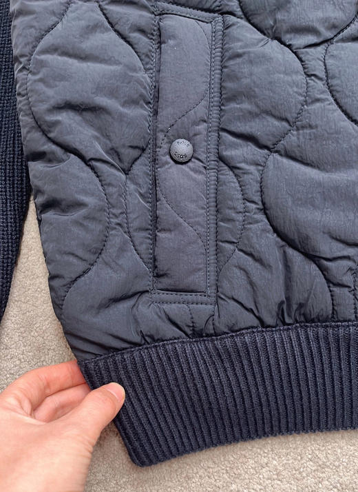 1030-6 纯圆正 限量无补 菱形格棉服 拼接针织长袖 减龄时髦 层次感 男士棉服外套 老朱穿L 商品图10