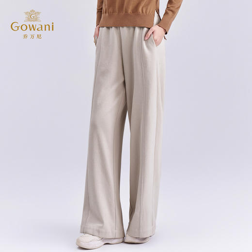 乔万尼2025冬新品宽松舒适亲肤分割拼接设计松紧腰直筒裤ED4F722 商品图2