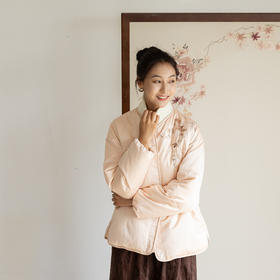 牧衣游原创 精工手绣丝棉95级红嘴雁绒羽绒短外套女保暖加厚 厘亭