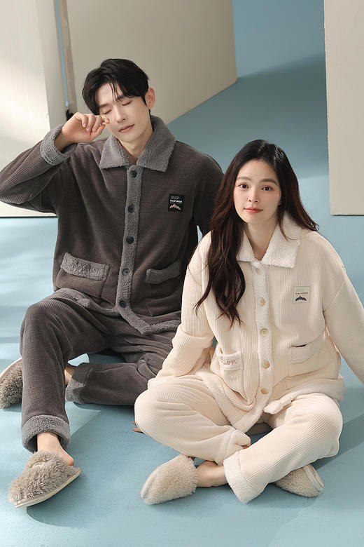 【米菲一体绒】自然醒「初见心动」情侣睡衣冬季加厚保暖家居服套装可外穿JLM 商品图6