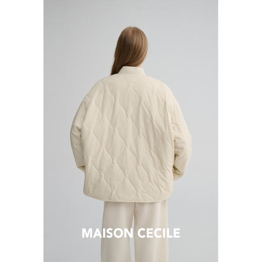 MAISON CECILE 秋冬复古设计感菱格绗缝轻便保暖廓形棉服外套 商品图4