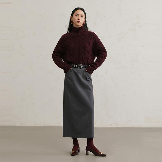 NEELLY纳俪商场同款冬季新款羊毛衬衫领柔软针织衫女舒适通勤毛衣N25114A04556 商品图2