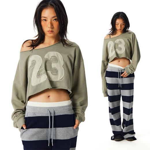 CryingCenter 斜肩做旧卷边宽松毛圈短卫衣 女款 哭喊中心 商品图0