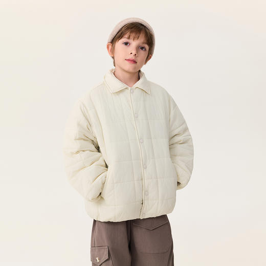 马克珍妮男童时尚格纹翻领棉服2025年秋冬新款551250 商品图1