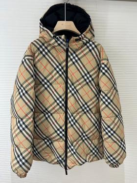 男款格纹连帽羽绒外套zh007