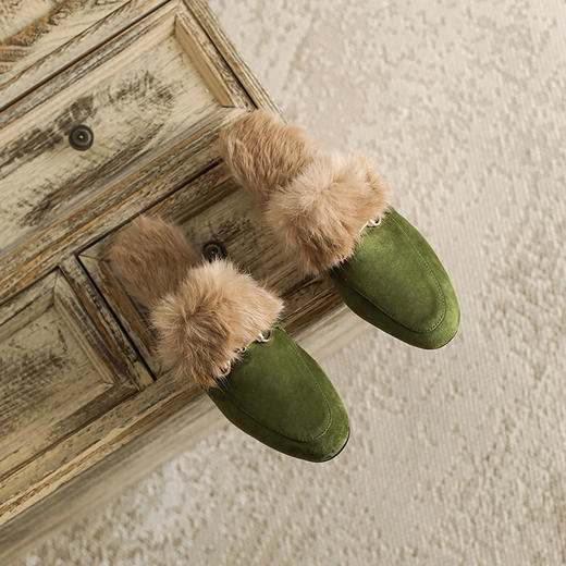 【预售5天】复古金属毛毛拖鞋，懒人穆勒鞋包头乐福鞋KMQ&3215 商品图0