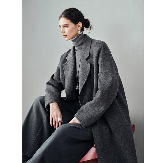 【15羊绒】初棉山羊绒廓形双面毛呢大衣女25秋冬高智感羊毛外套366666008/367666004 商品图6