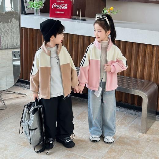 【YW】无忧购（拍大一码）儿童亲子加绒奥利绒外套撞色高领上衣（截单后3-5天发货) 商品图1