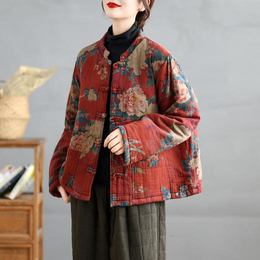 GYH C053-6249国风复古印花加厚棉衣外套 商品图3