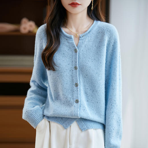 BANHUI板绘-七针加厚卷边彩点纱开衫XK094 商品图1