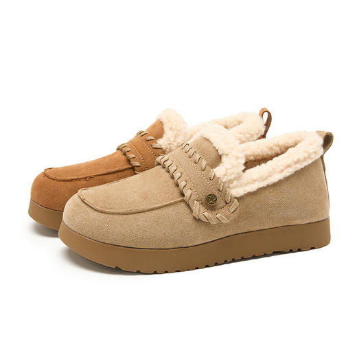 西遇全包加绒勃肯鞋女新款秋冬保暖外穿棉鞋软底毛毛乐福鞋V2257294 商品图4