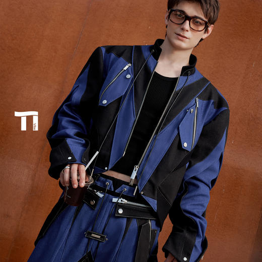 启世录TIWILLTANG“浮翳掣洇”解构拼接短夹克套装 商品图4