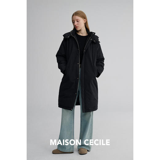 MAISON CECILE 90白鹅绒轻盈保暖厚实舒适过膝长款连帽羽绒服外套 商品图6