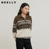 NEELLY纳俪商场同款冬季新款polo领条纹针织衫女软糯百搭短款毛衣N25114A04569 商品缩略图0