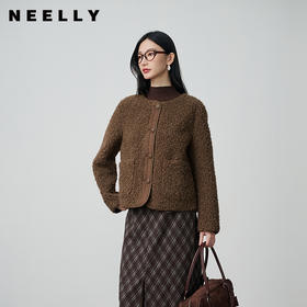 NEELLY纳俪商场同款冬新款复古百搭氛围感上衣女保暖百搭短款外套N25104C03307